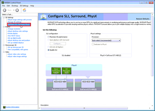 NVIDIA Control Panel, Configure SLI